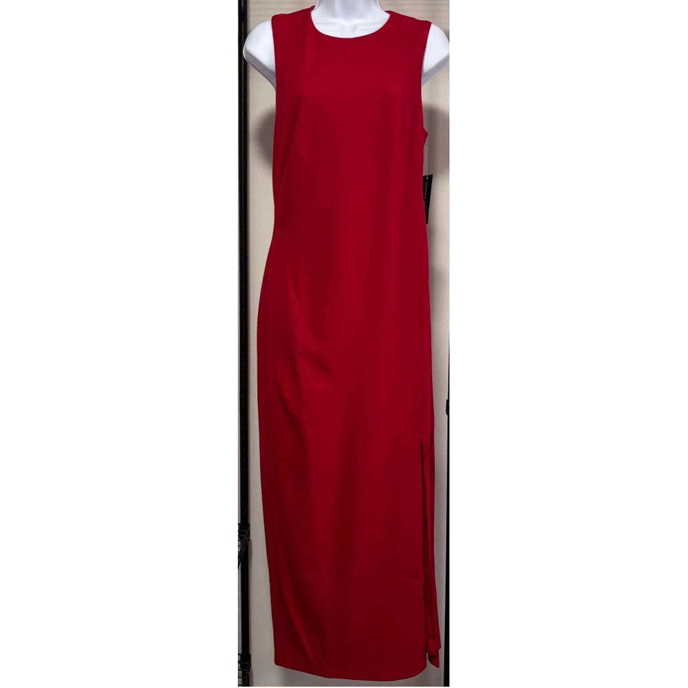 Donna Morgan Red Sleeveless Cutout Midi Dress NWT Size 10 - Picture 4 of 6